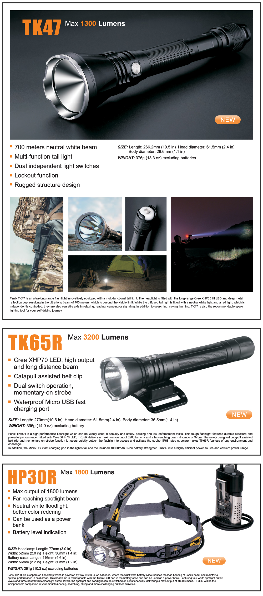 New Fenix Flashlights
