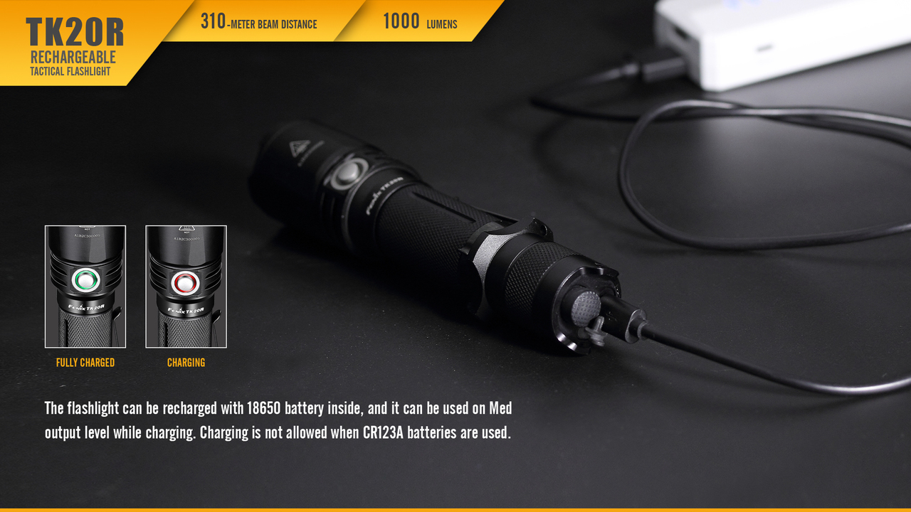 Fenix TK02R Rechargeable LED Flashlight - Micro USB Charging