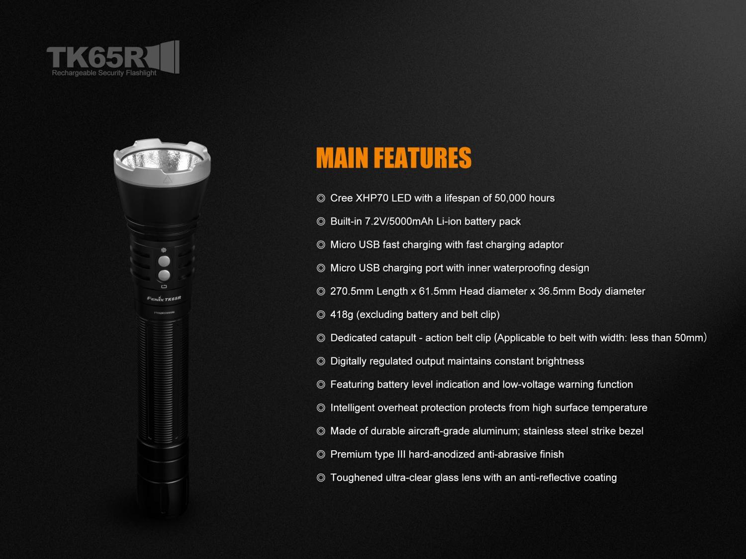 Fenix TK65R Rechargeable LED Flashlight
