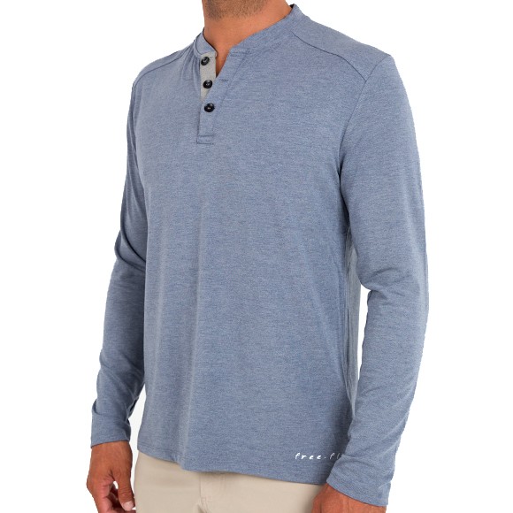 Free Fly Bamboo Henley in Heathered Denim