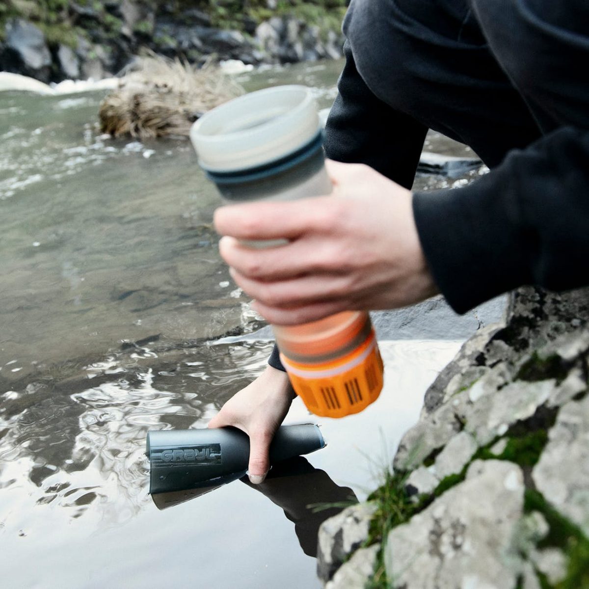 Grayl Water Filter In action