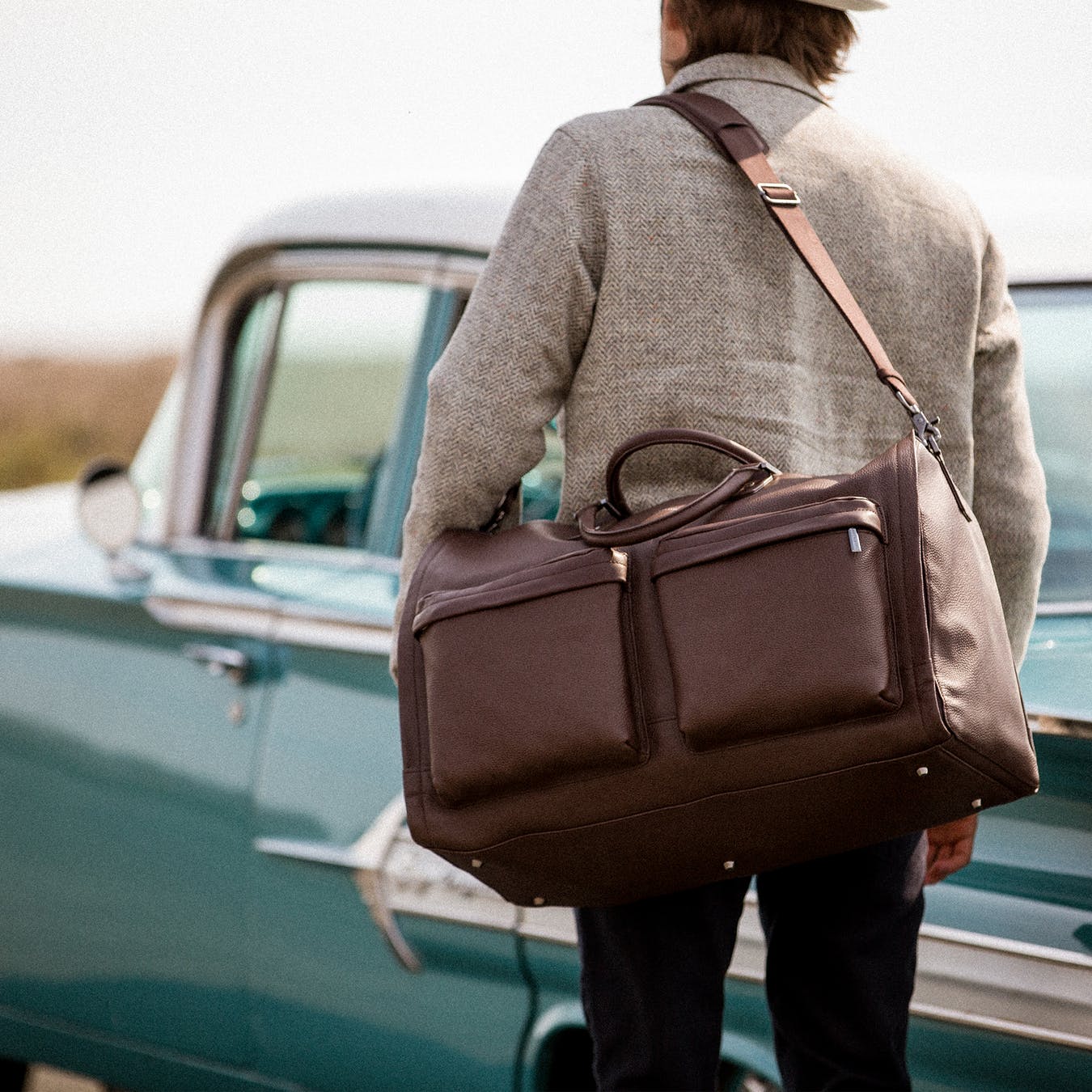 hook and albert leather garment weekender bag